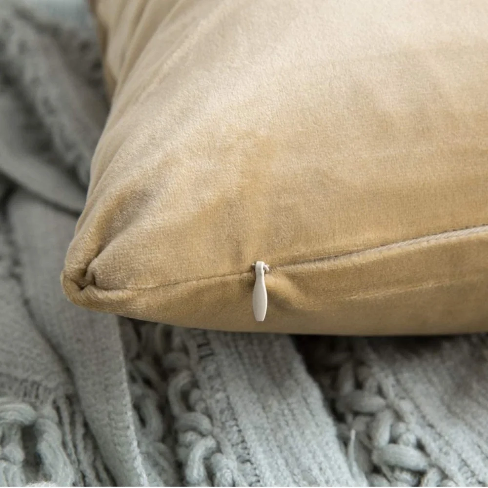 Luxury Home | Elegant Chic Golden Khaki Soft Velvet Throw Pillow Covers